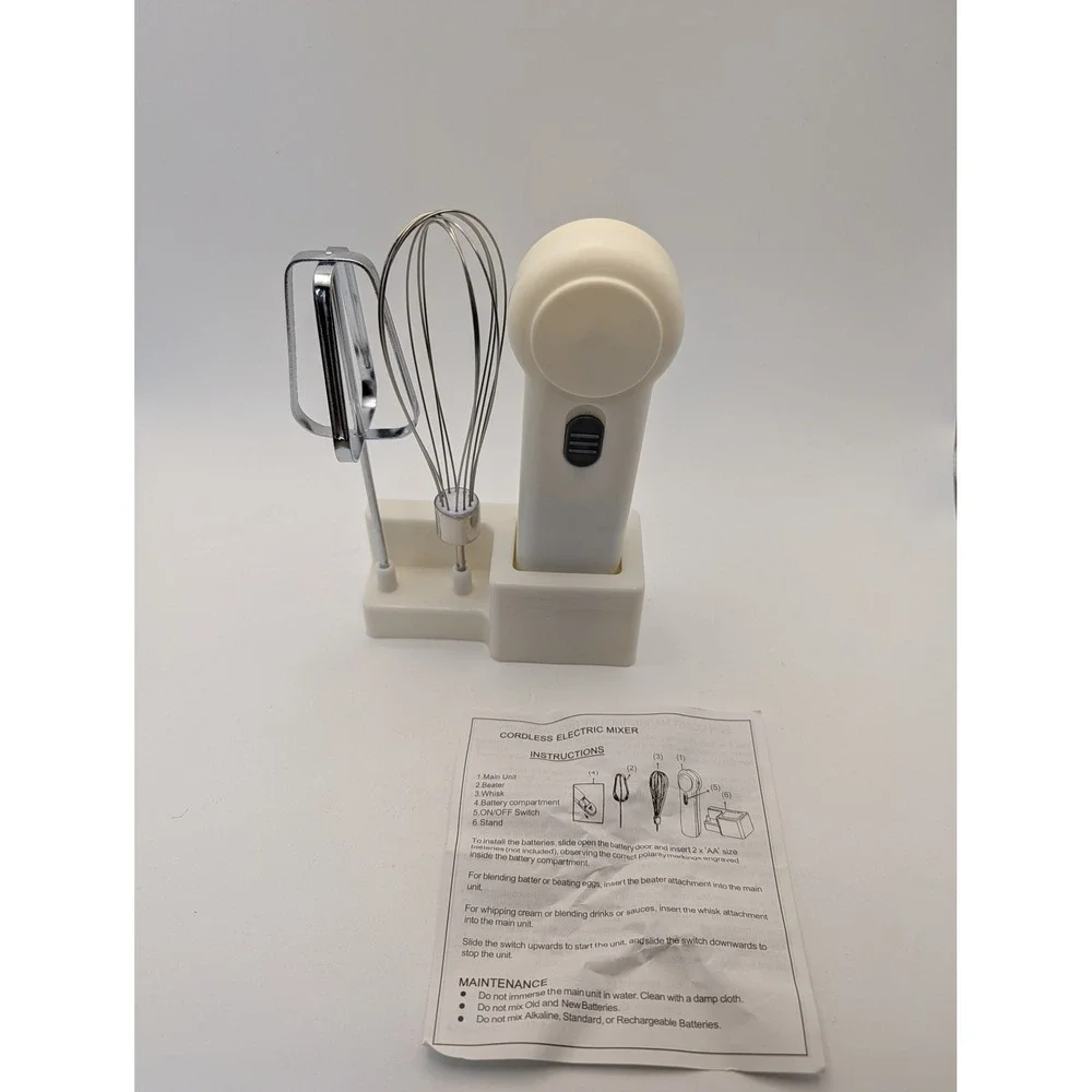 Sun Coast Marketing Cordless Electric Hand Mixer Whisk Beater Stand 2001 Cream